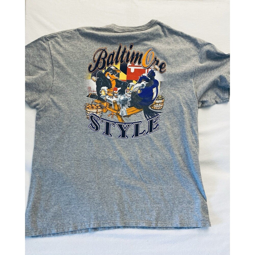 Vintage Baltimore Orioles Style Graphic T Shirt 2XL Gray Baseball Tee